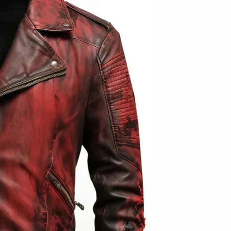 red 4 Men's Bloody Red Halloween Leather Jacket
