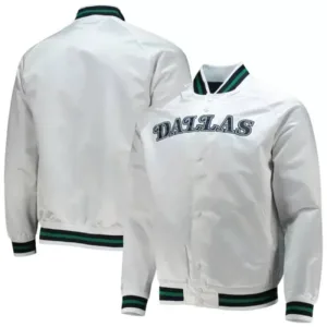 White NBA Dallas Mavericks Starter Satin Jacket