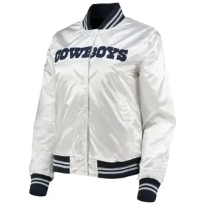 White NFL Team Dallas Cowboys Satin Jacket