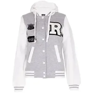 Women?s Letterman White Hoodie